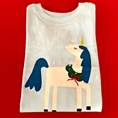 Hanna Andersson Light Blue Unicorn Cotton Shirt. Size 18-24 Months, 80 cm