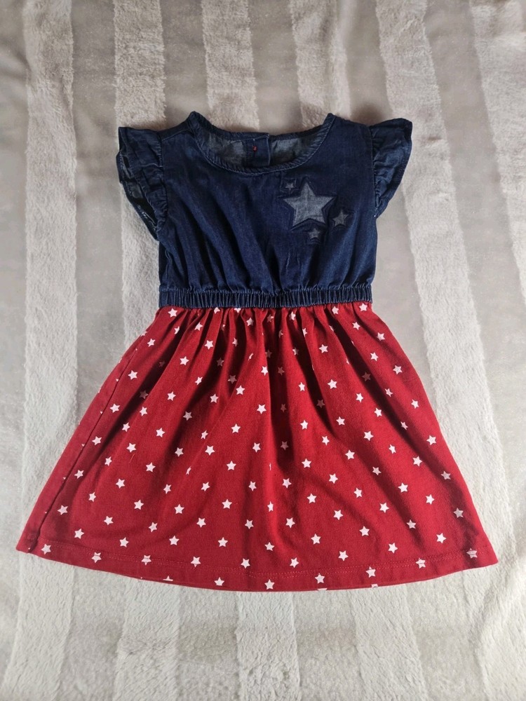 Gymboree Star Spangled Days American Gal Blue Red Star Print Dress 12-18 Months