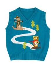 GYMBOREE SKI SCHOOL ANIMALS SKIING SWEATER VEST 18 24 2T 3T NWT