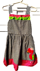 Rare Editions Girls Flamingo Dress 4T Gingham Plaid Polka Dot Black Pink Green