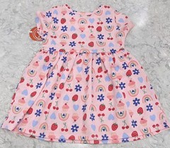 Wonder Nation Baby Girl Dress Sz 18m Pink Multi Print Short Sleeves Pockets NWT