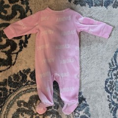 adidas Pink/White Logo Microfleece Footie Full Zip Coverall One-Piece 0 to 3M
