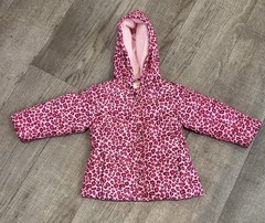 Healthtex Toddler Girls 24M Pink Leopard, Print Hooded Puffer Jacket Fleece Line