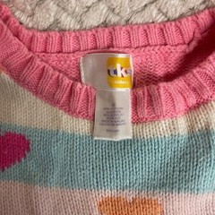 TKS Kids Pink Multi Color Hearts Knit Sweater Vest Size 3T Kidcore Preppy