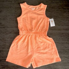Garanimals Toddler Girl Solid Orange Jersey Slub Romper 18M 2T 3T NWT