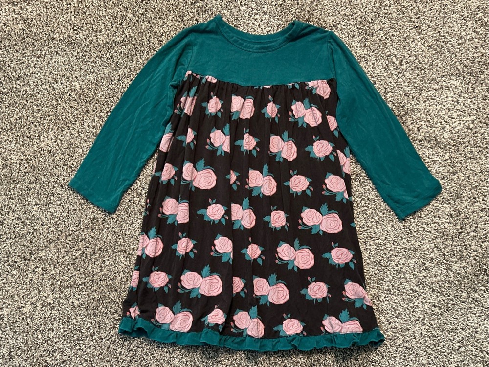 KicKee Pants London Long Sleeve Swing Dress in English Rose Garden 4T