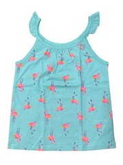 Oshkosh B’Gosh Toddler Girls Flutter Sleeve Turquoise Flamingo Tank Top Size 4T