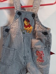 Vintage Disney Store Winnie the Pooh Navy Plaid Cotton Blend Romper, 6-9 Months
