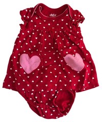 Carters Valentine’s Day Red Heart Print Baby Dress & Diaper Cover 0-3 Months