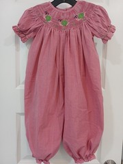 Banana Split Romper Infant Toddler Girls 24 Months Bishop Smocked Red Cherry