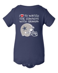 Dallas Cowboys Helmet I Love To Watch With Grandpa Baby Short Sleeve Bodysuit
