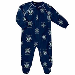 Seattle Mariners Baby Navy Raglan Zip Up Sleeper Coverall 18-24 Months