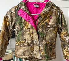 Carhartt Girls XS (6) Camo Hooded Quilted Lined Jacket Pink Full Zip