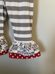 Counting Daisies Girls 3-6M 2Pc Polka Dot Ruffle Bow Top Stripe Pants Outfit Set