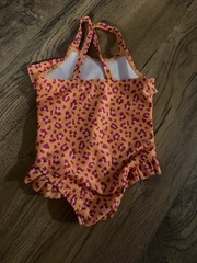 Wonder Nation Girls One-Piece Swimsuit Animal Print Ruffle Orange/Pink 2T