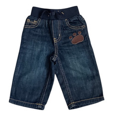 Gymboree Grizzly Lake Jeans Sz 3-6 Months Elasticized Waist Paw Print Pants NWT