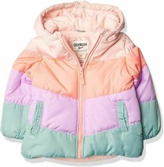 Osh Kosh B’gosh Girls Multi Pastel Puffer Jacket Size 2T 3T 4T 4 5/6 6X