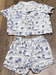 SCENE & HEARD Baby 6M Tropical Beach Shirt & Shorts Set Linen Cotton Outfit Set