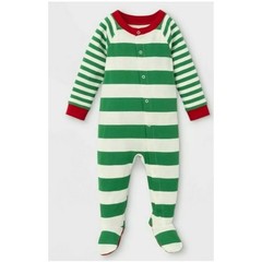 Wondershop Christmas Pajama Green Stripe 3-6 Month