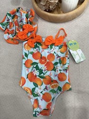 Young-TR Girls 2-Piece One-Piece Swimsuit Set Fruit Print UPF 50+ 18-24M