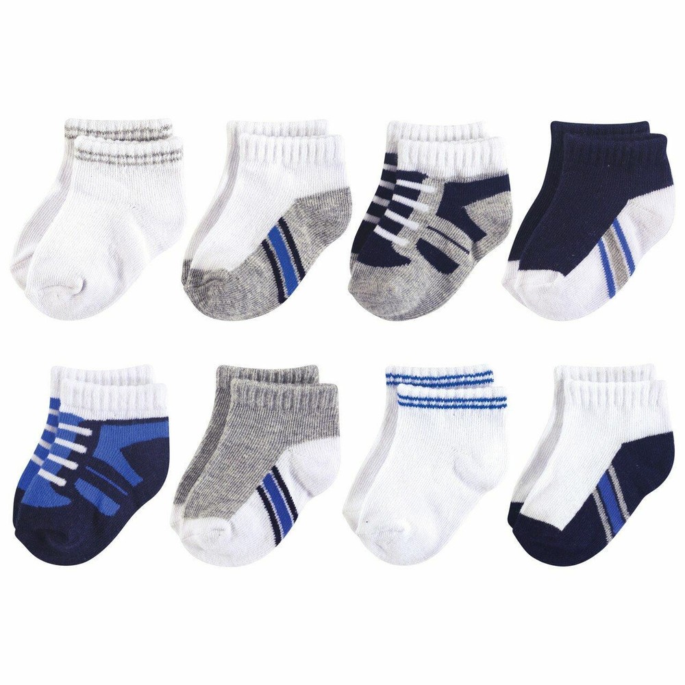 Luvable Friends No Show Socks, 8-Pack, Blue Gray Sneaker