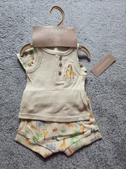 Chickpea Baby Outfit 0-3 Months Boys 3pc Safari Set Tank Shorts Hat Summer
