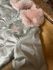 Buffalo David Bitton Girls Silver Pink Star Faux Fur Full Zip Puffer Jacket 2T