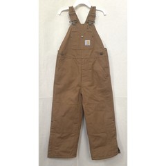 Carhartt Kids Loose Fit Quilt Lined Duck Bib Overalls Brown Size 4 OX8625-B