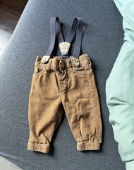 Cat & Jack Brown Corduroy Suspender Pants NB Elastic Waist Button Closure