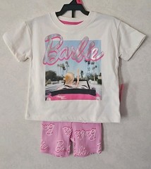 Barbie 2 Piece Outfit Girl’s 18 Months T-Shirt Pink Bike Shorts