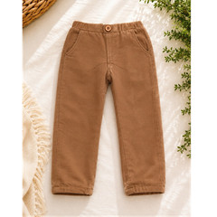 Pants Zara Baby Brown Solid Twill Pull-On Elastic Waist Pockets 3/4 Years