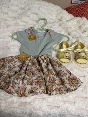 Baby Girl outfit With Sandals Handmade Size New Born