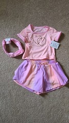 BODY GLOVE~ NWT 3 pc Peach Lavender Pink Skort Shirt Headband Set~ 24M New!