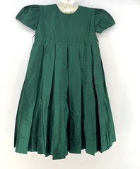 Strasburg Silk Dress Girl Sz 2Y Green Holiday Wedding Crinoline Slip NO SASH
