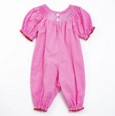Boutique Valentine’s Day Smocked Heart Baby Girls Pink Romper Jumpsuit
