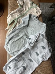 0-6M Unisex Cotton Sleepsack Footie Lot 3pc Animal Print Long Sleeve