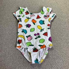 Hanna Andersson Girls Bodysuit Size 6-7 White Fruit Print One-Piece Cotton