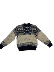 Christiania Norwegian Wool Sweater Skyr Fair Isle Blue White Navy Kids 2-4