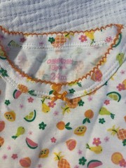 OshKosh B’gosh Fruit Print Cotton Pajama Set 24M Short Sleeve Bow Accent