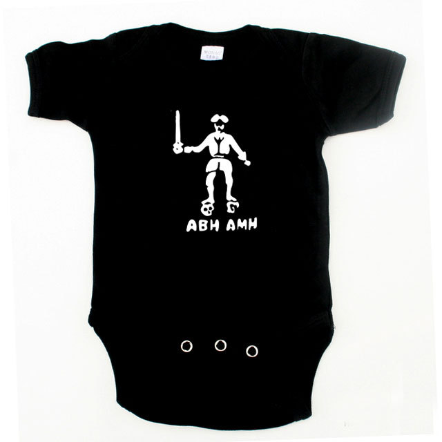 Baby Pirate Black Bart ABH AMH Sleeper One Piece Size 3m-24m Black Pink – YARRR!