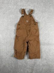 Carhartt Double Knee Baby Overalls Coveralls Brown Canvas Utility Snaps 12M