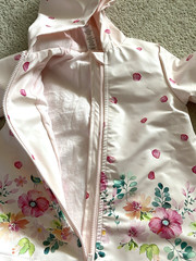 Little Me Baby Girls Raincoat with Hood Pretty Floral Front Zipper Size 18 Month