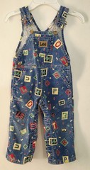 Vintage 80’s 90’s LEE All Over Print Blue Corduroy Bib Overalls Size 24 Months