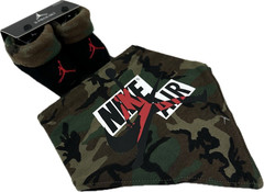 Nike Baby Green Black Cotton Camouflage Jordan Bandana Bib Booties Set 0-6 MO