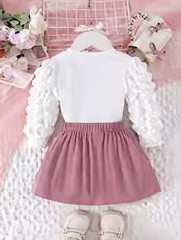 2PCS Top + Pink short | Girl Summer Dress | 2-3 Years Cute Princess Party Outfit