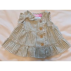Goodlad Baby Girl Seersucker Ruffle Tunic Top 6 Months Green White Bow Preppy