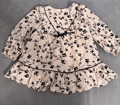 Zara Girls Dress 12-18 Months Neutral Floral Long Sleeve Prairie Boho Ruffle
