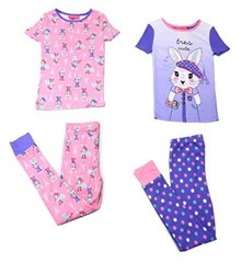 Saint Eve Girls Mix & Match 4 Piece Pajama Set, Pink/Purple, Size 5