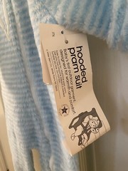 Vintage Bundles by Sterncraft Hooded Pram Suit Blue Striped USA Size Medium TAGS