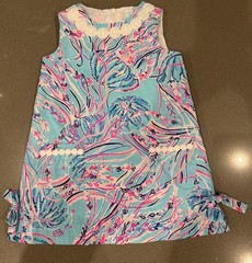 Lilly Pulitzer Little Lilly Classic Size 3 Shift Dress Blue Pink Print Scalloped